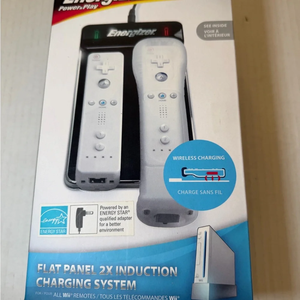Energizer Flat Panel 2X Induction Charger Nintendo Wii Remotes NEW Open Box